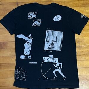 Nike Tee Shirt All Over Print Logo Men Small Short Sleeve Black Unisex Nike Air